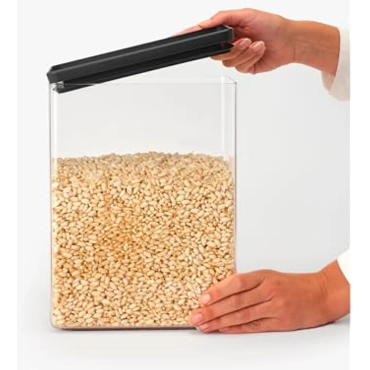 Brabantia Tasty XXL Vorratsbehälter, Rechteckig, 5,4 L, Dunkelgrau/Transparent, Stapelbar und Spülmaschinenfest – Bild 3