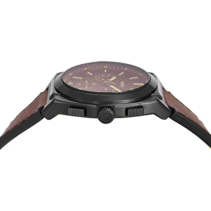 Fossil Chronograph EVERETT FS6108, Quarzuhr mit analoger Anzeige, braunem Zifferblatt und Lederarmband, schwarz, 44 mm Gehäusedurchmesser, 5 bar wasserdicht – Bild 5