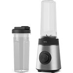 AEG MiniMixer SB4-1-4ST Standmixer / 350 W-Motor / 23.000 U/Min / 2 spülmaschinen- und bruchfeste 600 ml Trinkflaschen / 4-Klingen Messer / Drehregler / BPA-frei / Pulse-Taste / gebürstetes Edelstahl