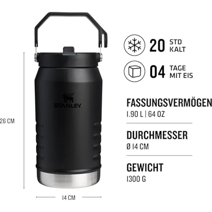 Stanley IceFlow Flip Straw Jug 1.9L, Auslaufsichere Thermosflasche mit 20 Stunden Kühlfunktion, Spülmaschinenfest, BPA-frei, frostblau – Bild 2