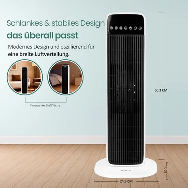 Emerio Keramik-Heizlüfter FH-132333, 2000W Heizleistung, 2 Heizstufen, schwarz, mit Thermostat und Fernbedienung – Bild 4