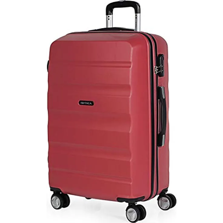 ITACA - Koffer Mittelgroß - ABS Hochwertiger und Stabiler Reisekoffer mit Rollen - Koffer Mittelgroß 4 Rollen Leicht mit Kombinationsschloss. Koffer 4 Rollen T71660, Coral Rot