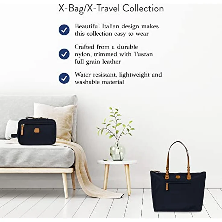 Bric's X Bag 3in1 Shopper, eleganter Nylon-Shopper mit Lederdetails, schwarz, inkl. Reißverschlussetui – Bild 4