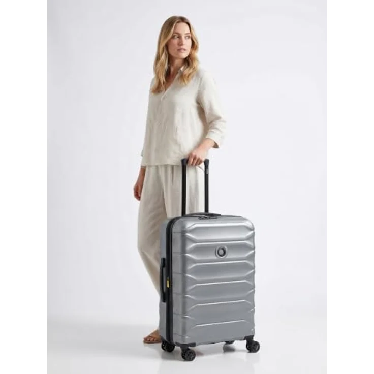 Delsey Paris Meteor 4 Rollen Trolley 68 cm, Dehnfalte, grau, 100% Polycarbonat – Bild 2
