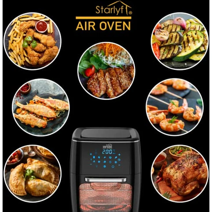 Starlyf Heißluftfritteuse Air Oven XL, 1700 W, 12 Liter Fritteuse mit 10 Programmen, Rotisserie-Funktion, Drehspieß (ohne Korb) – Bild 4