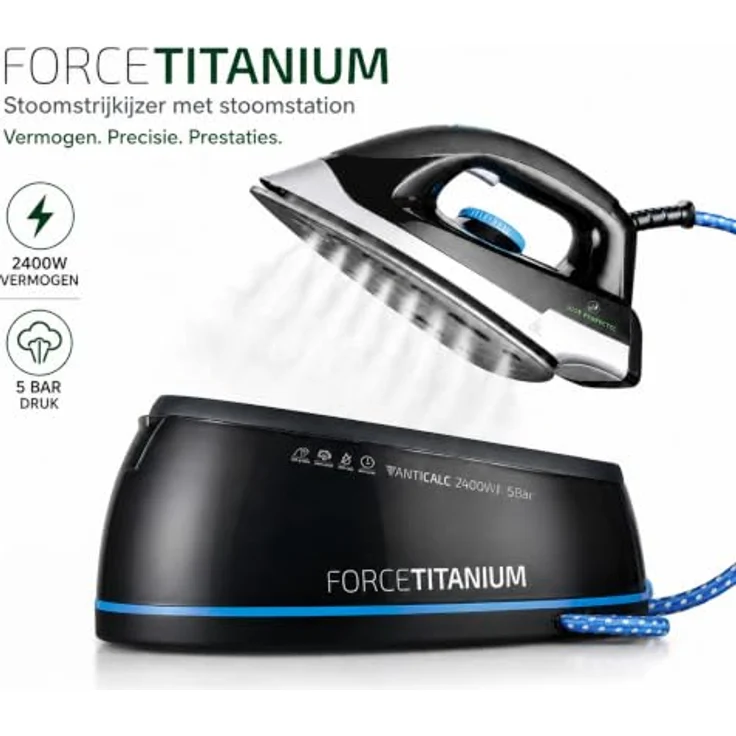 Just Perfecto Dampfbügeleisen Force Titanium Dampfbügelstation, 2400 W, 5 bar, 120 g/min, Anti-Kalk, Schwarz – Bild 2