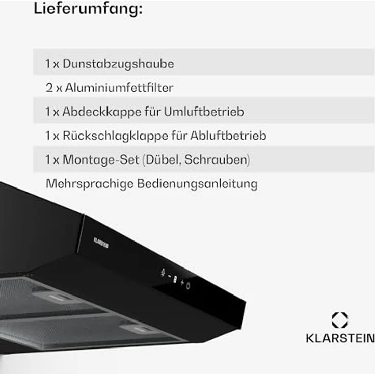 Klarstein Contempo Neo, Unterbauhaube mit 175 m³/h Abluftleistung, SenseControl Touch-Steuerung, Edelstahl/Acrylglasfront – Bild 7
