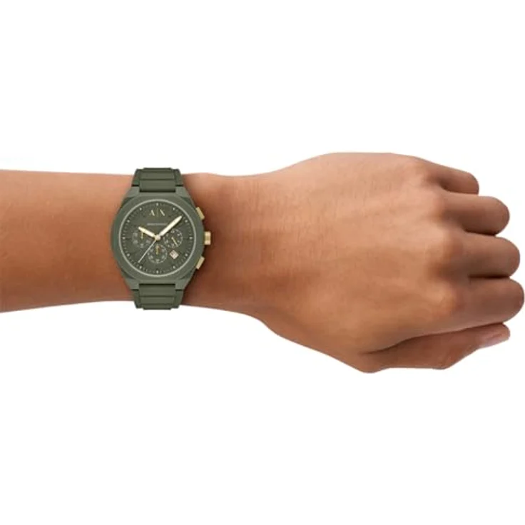 Armani Exchange Uhr für Herren, Quarz-Chronograph, 44mm Gehäusegröße, Silikonarmband, Onyx schwarz – Bild 2