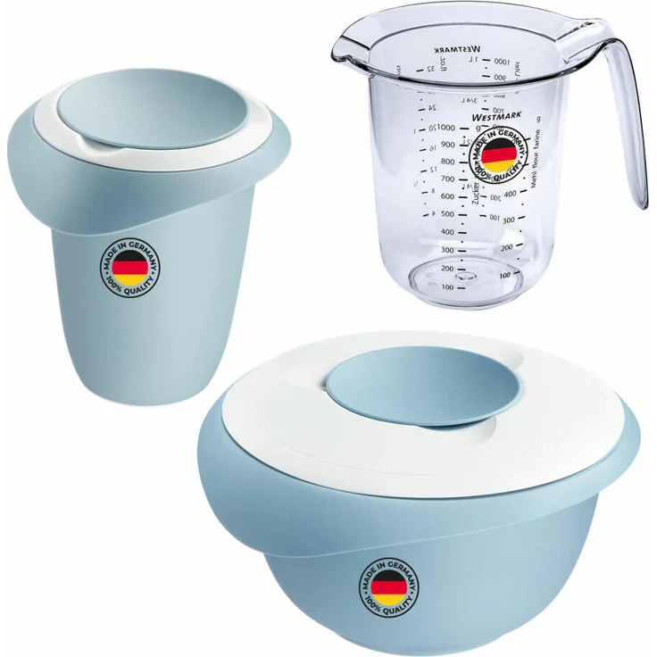 Westmark Back-Set WP0310AO, Rührschüssel mit Spritzschutz und Deckel, blau