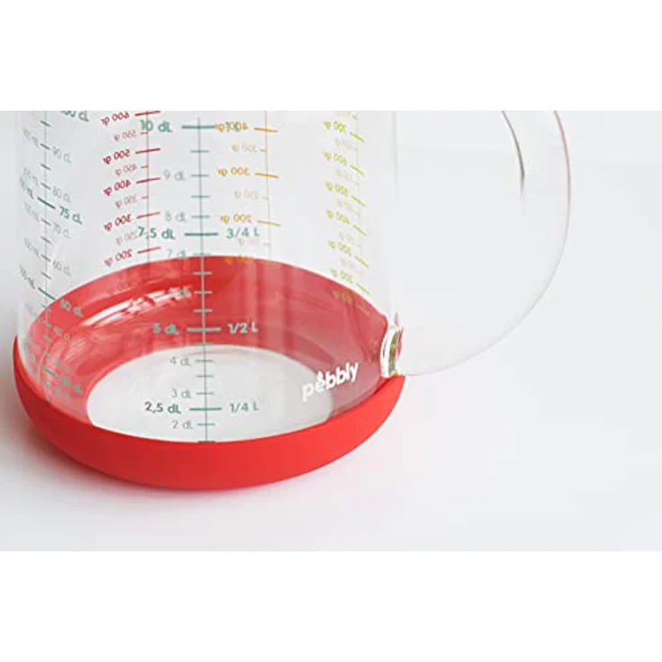 Pebbly PKM-1000R Messbecher, 1 l, aus Glas und Silikon, Mehrfarbig, 11,9 x 11,9 x 15,8 cm – Bild 11