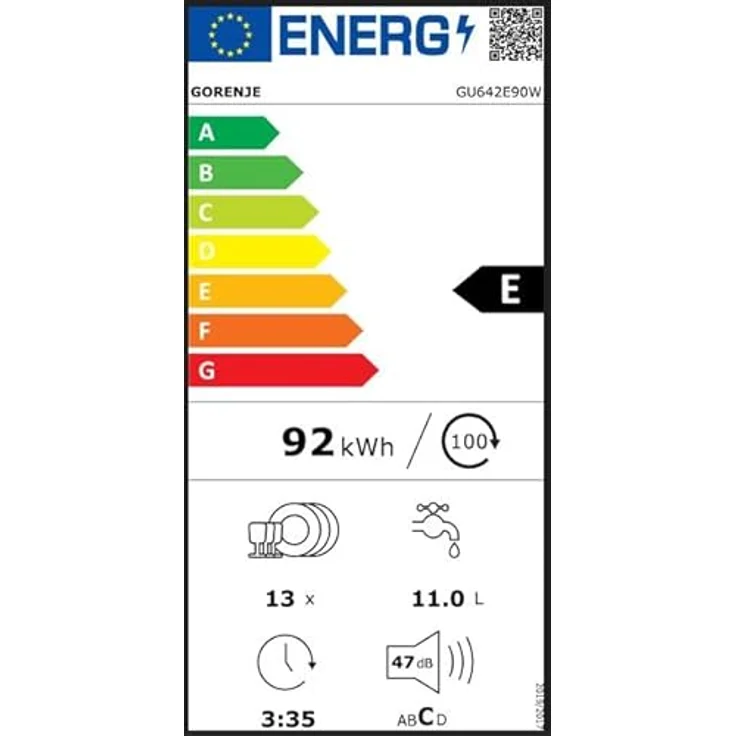 Gorenje GU642E90W Geschirrspüler, unterbaufähig, 13 Maßgedecke, Total AquaStop, SmartControl, Weiß – Bild 8