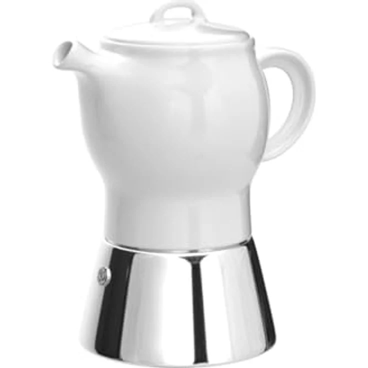 Moka Consorten Espressokocher »Carina«, Edelstahl und weißes Porzellan, Füllmenge 210 ml, Höhe 18 cm, Made in Italy – Bild 4