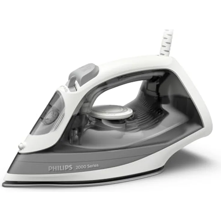 Philips 2000-Serie Dampfbügeleisen - Bis zu 25 g/min Dauerdampf. 2000W. 250 ml Wassertank. Schnelle Entknitterung. 4 Dampfstufen. Keramiksohle. Leichtes Gewicht für Leichtes Bügeln. Grau (DST2020/80)