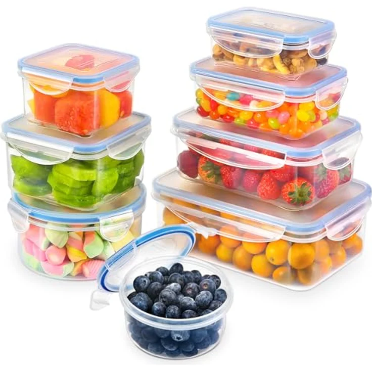 YASHE Frischhaltedosen Set SE-16PCS, 16-teilig mit 8 Behältern (0,24 - 1,5 L) und Deckeln, luftdicht und mikrowellengeeignet, BPA-frei – Bild 1