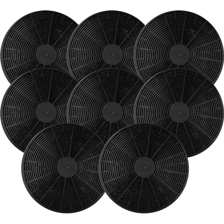 vhbw 8x Aktivkohlefilter für PKM 6090U, 9040/60B, 8099 GIS Z, 8099 IS Z, 9004, 9040/60, 6036 Z, 6090 Dunstabzugshaube - 17,5 cm, schwarz - Zuverlässiger Ersatz für verbesserte Umluft in der Küche – Bild 1