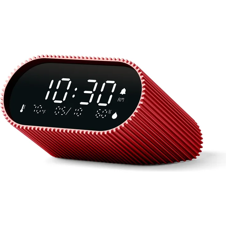 Lexon Ray Clock, LCD-Wecker aus Aluminium und ABS mit Temperatur- und Luftfeuchtigkeitsanzeige, Infrarot-Bewegungssensor, personalisierbaren Klängen, schwarz