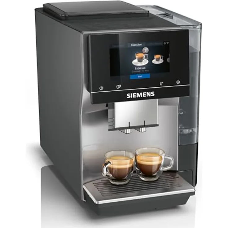 Siemens Kaffeevollautomat EQ700 classic TP715D01, App-Steuerung, Cold Brew, intuitives Full-Touch-Display, bis zu 10 individ. Kaffeekreationen als Favoriten, autom. Dampfreinigung, 1500 W, grau-silber