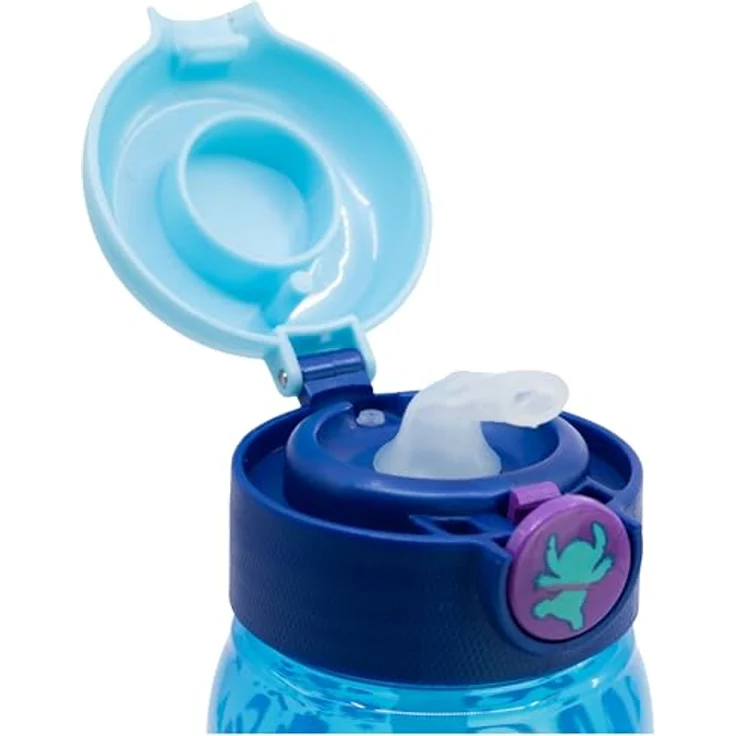 Storline Trinkflasche Lilo & Stitch 510ml, Kinderflasche mit integriertem Trinkhalm und Druckverschluss, farbenfrohes "Drawing"-Design – Bild 4