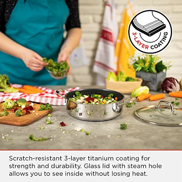 KUHN RIKON Allround Servierpfanne Topf mit Glasdeckel, 24 cm, Edelstahl, für alle Herdarten inkl. Induktion – Bild 3