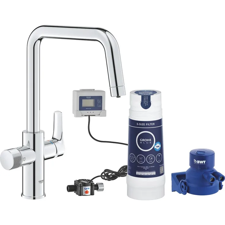 Grohe Starter Kit BLUE PURE EUROSMART Spültischb. mit S-Size-Filter chrom, Wasserfilter, Silber