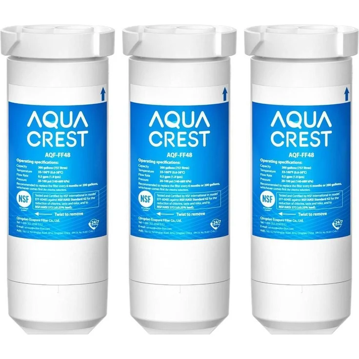 AQUA CREST Wasserfilter für Kühlschrank, Ersatz für GE XWF NSF 42/372, 3 Stück, weiß