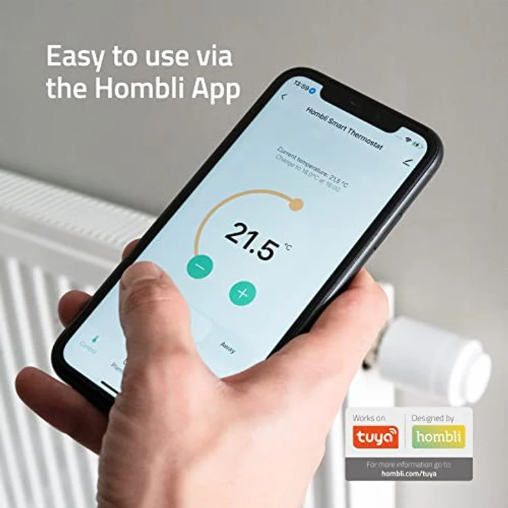 Hombli Smart Radiator Knob Starterpaket, 2 Thermostatventile mit Bluetooth/WiFi Hub, intelligente Heizkontrolle und Verbrauchsmesser – Bild 7