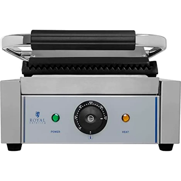 Royal Catering Kontaktgrill geriffelt 1800W Gastro Panini Toaster Elektro Grillplatte in Edelstahl, 1800 W – Bild 4