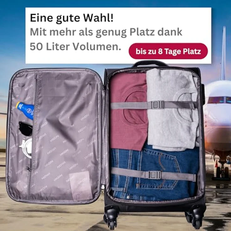 NOWI Nowi Sevilla 4 Rollen Trolley 64 cm, pink, 100% Polyester, kompakte Reisegröße – Bild 4