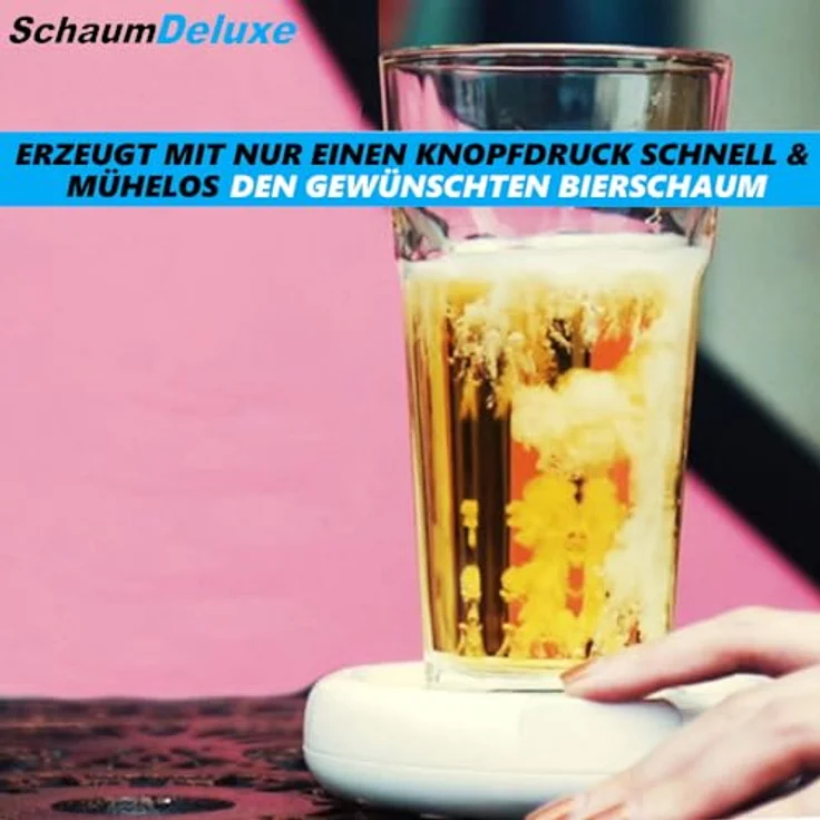 SchaumDeluxe Elektrischer Bieraufschäumer Bier Aufschäumer, Ultraschall Biersprudler Getränke Untersetzer, auch als Milchaufschäumer/Milchschäumer geeignet – Bild 3