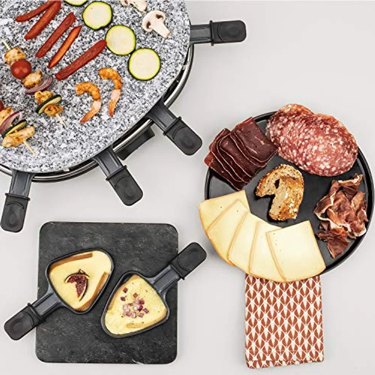H.Koenig RP85 Raclette-Gerät - 8 Personen - Naturstein-Grillplatte - mit Pfännchen - 900 W - schwarz – Bild 7