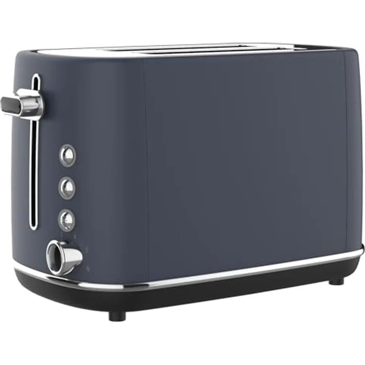 TERRAILLON New Moon Toaster, 2 Schlitze, 1050 W, 6 Leistungsstufen, Auftauen, Aufwärmen, blaue Lackierung aus Edelstahl, mit Krümelschublade – Bild 1