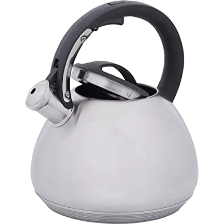 RESTO 90603 Flötenkessel mit Marmor-Oberflächenbeschichtung, 2,7 Liter, mehrschichtiger Kapselboden, für alle Herdarten (Hellgrau) – Bild 4