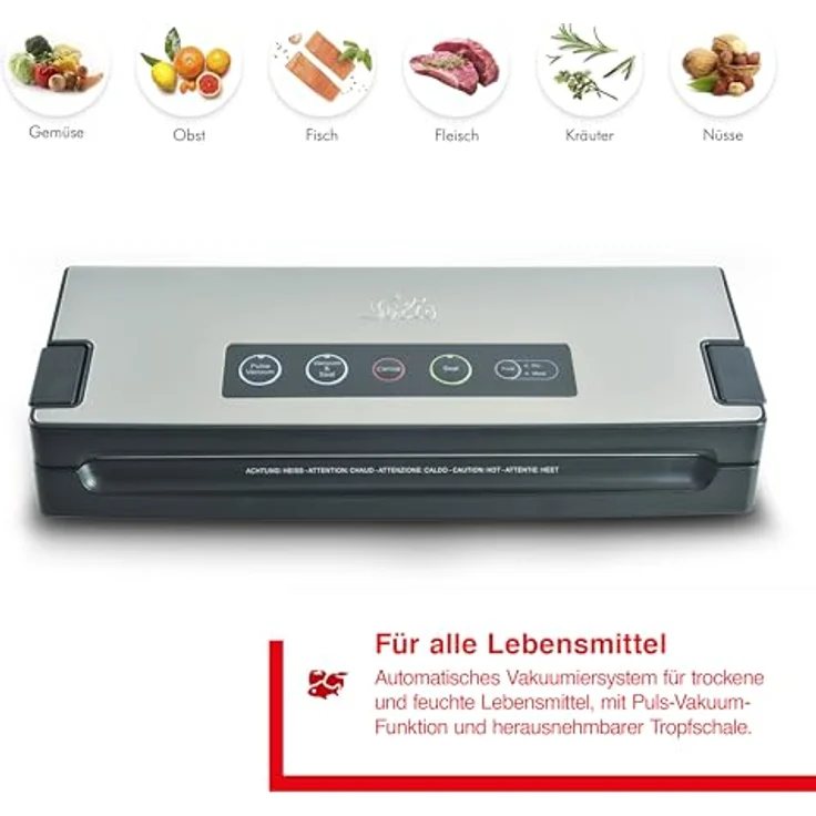 Solis Vakuumiergerät, Für trockene, feuchte und empfindliche Lebensmittel, Pulse-Funktion, Vac Premium – Bild 2