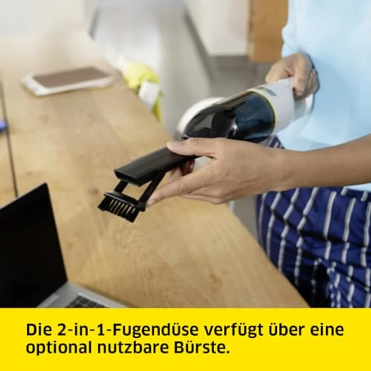 Kärcher Akku-Handstaubsauger CVH 2, kompakter und leichter Krümelsauger für den schnellen Einsatz, Staubbehälter: 0,15 l, Gewicht: 0,65 kg, inkl. 7,2 V Akku, USB-Ladegerät, 2-in-1-Fugendüse – Bild 5