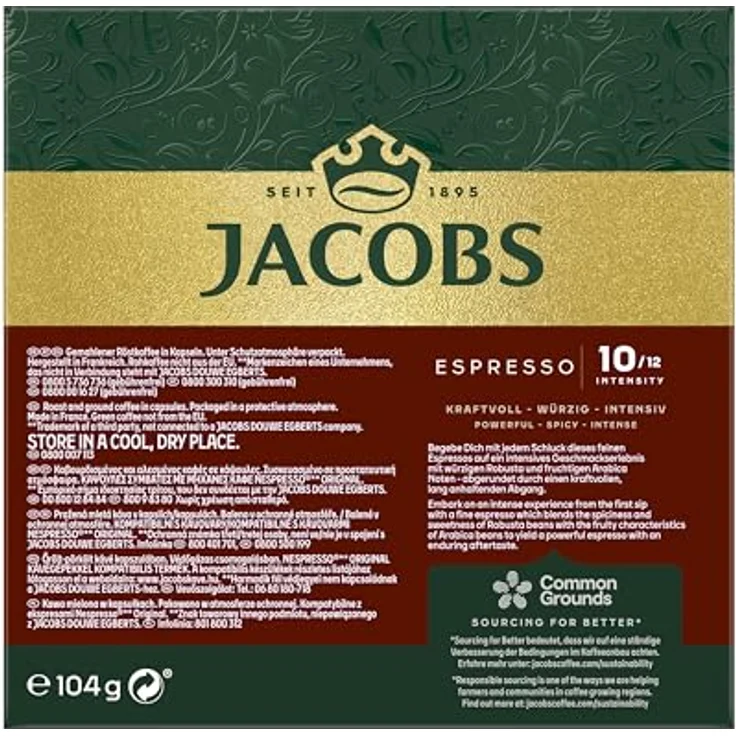 Jacobs Espresso 10 Intenso, Kaffeekapseln, Nespresso Kompatibel, Kaffee, 200 Kapseln, á 5.2 g – Bild 2
