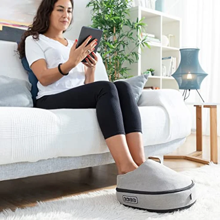 InnovaGoods Shiatsu-Thermo-Massagegerät 2 in 1 Futsa, ergonomisches Design, Infrarot-Wärme, 3 Intensitätsstufen, grau/schwarz – Bild 2