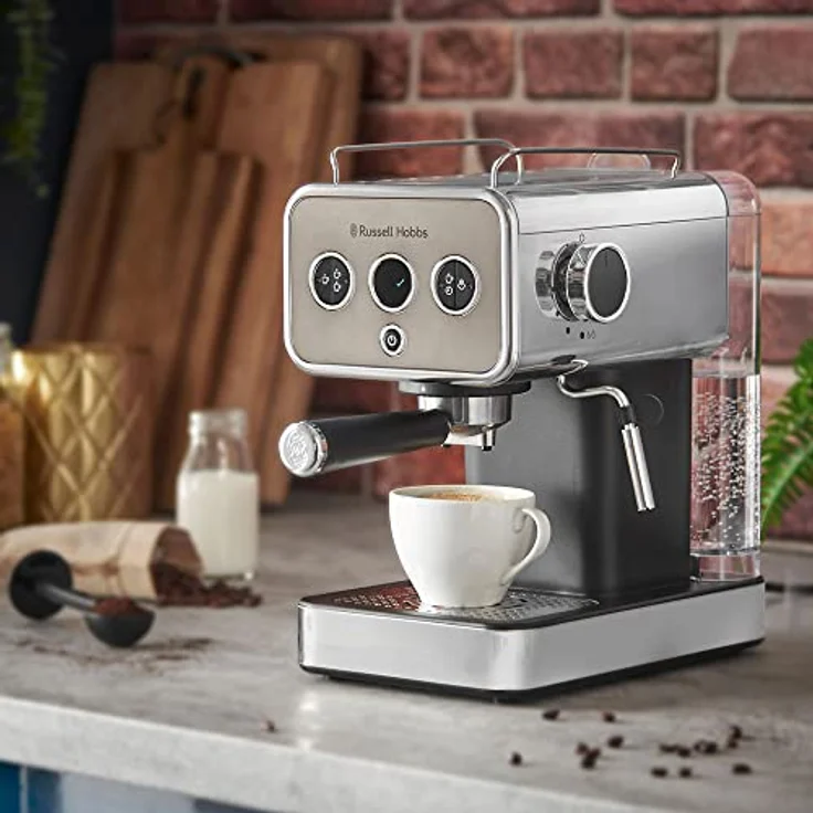 Russell Hobbs Espressomaschine [Siebträgermaschine] Distinction Edelstahl Titanium (15 Bar, Einsatz 1&2 Tassen, ESE Pads, autom.Dosieren & man.Option, Dampfdüse f Heißwasser & Milchschaum) 26452-56 – Bild 2
