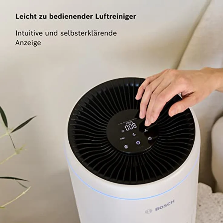 Bosch Air 2000, Luftreiniger für bis zu 37,5 m² entfernt 99,9% aller Verschmutzungen, 3in1 Filter inkl. HEPA13 Luftfilter, mit Smart Sensor, Ruhe-Modus (25 dB (A)), Allergiker-geeignet, CADR 180m³/h – Bild 5