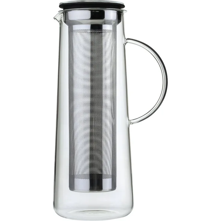 ZASSENHAUS Kaffeebereiter Aroma Brew 1L, mit mikrofeinem Edelstahlfilter, hitzebeständigem Borosilikatglas, Silikon Griff, 8 Tassen