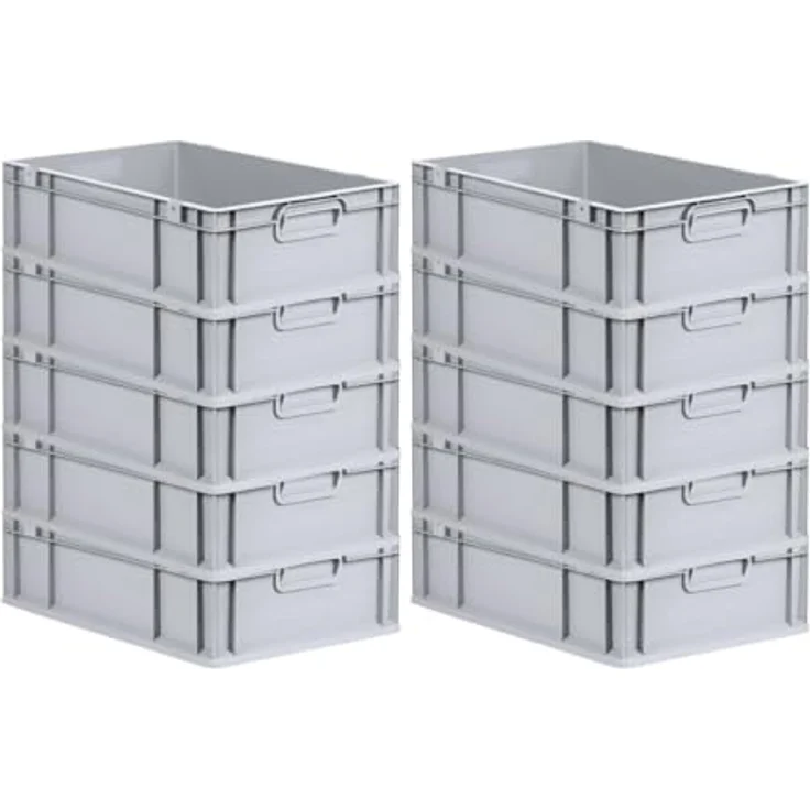PROREGAL Eurobox NextGen Economy, SuperSparSet 10x, Scharnierdeckel, 34 Liter, HxBxT 17x40x60cm, schwarz, lebensmittelecht, robust und stapelbar – Bild 5