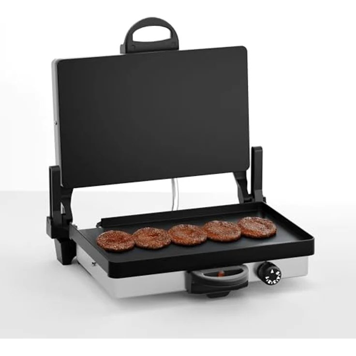 Kochmaster Chromax Kontaktgrill, 2300 W, Edelstahl, Sandwichmaker & Lahmacun Zubereiter mit Antihaftbeschichtung – Bild 7