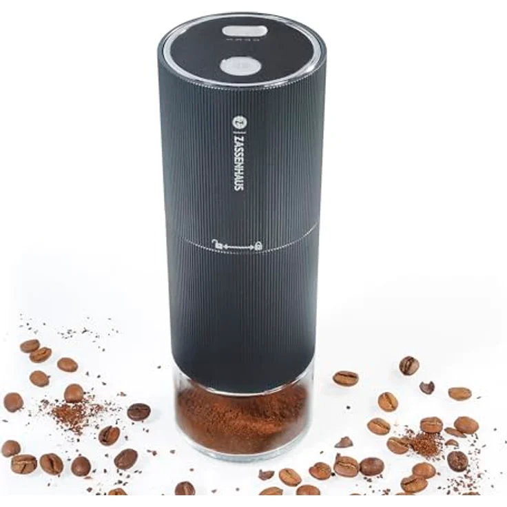 ZASSENHAUS elektrische Kaffeemühle MASTER USB | Coffee Grinder Edelstahl mit einstellbarem Mahlwerk | Espressomühle mit Akku, Grau – Bild 2