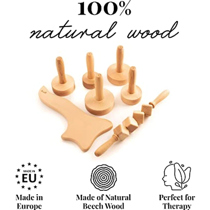 tuuli Accessories Brasilianische Maderotherapie Holz Set Massagegerät Swedische Tasse Roller Cellulite Lymphdrainage Gerät – Bild 4