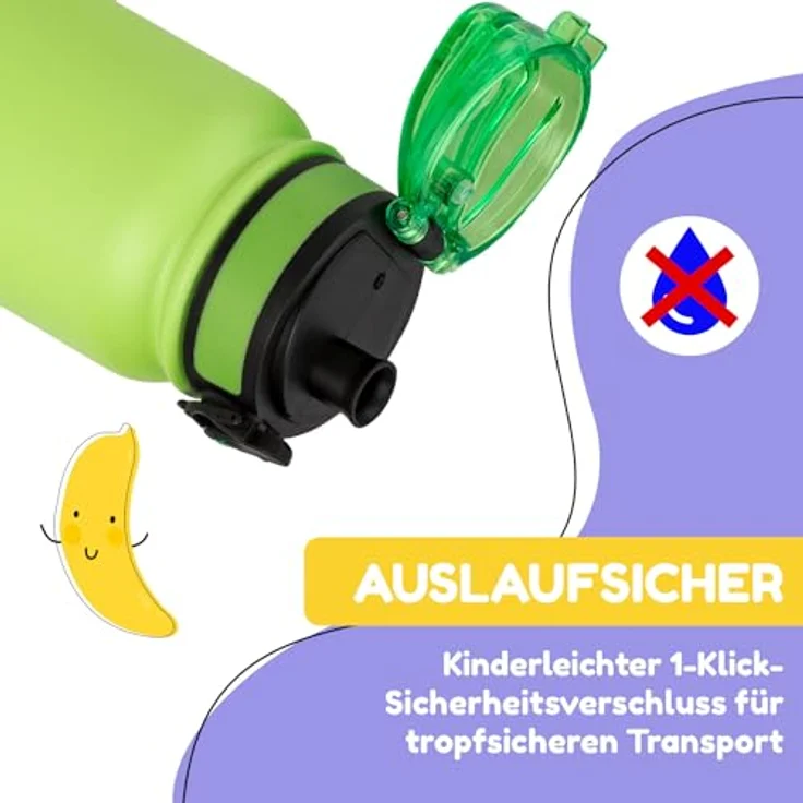schmatzfatz Trinkflasche Kinder Auslaufsicher, 550ml Edelstahl-Trinkflasche für Schule & Kindergarten, Wasserflasche BPA-Frei, Für Kaltes & Heißes, Auslaufsichere Trinkflasche für Mädchen & Jungen – Bild 2