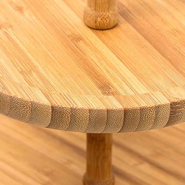 Relaxdays 2 TLG. Obst Set aus Bambus, 2-stöckige Obstetagere, Obstkorb Apfel, Etagenständer mit 2 Etagen, Obstschale klappbar, Natürlicher Bambus, Rustikales Design – Bild 4