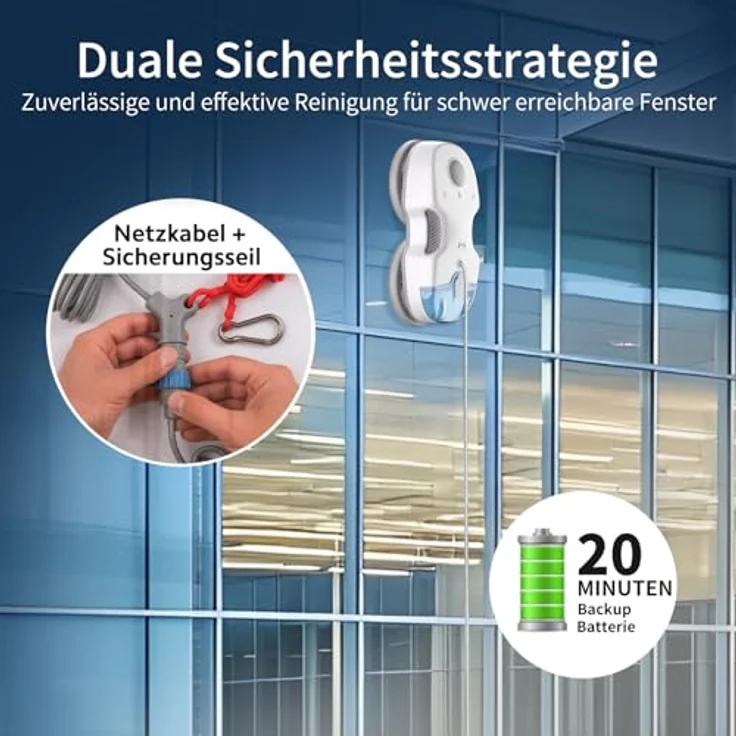 HUTT C7 Fensterputzroboter mit Sprühfunktion, 80ml Wassertank, HUTTHINK 5.0 intelligente Frequenzsteuerung, 5500Pa Saugkraft, patentiertes 3D-Aufhängungsfahrgestell, Sicherheits-Akku – Bild 4