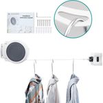 Navaris Wand-Wäscheleine ausziehbar mit Wandmontage – Platzsparende Wäscheleine, 4,2m, 20 kg Traglast, weiße Wäscheleine