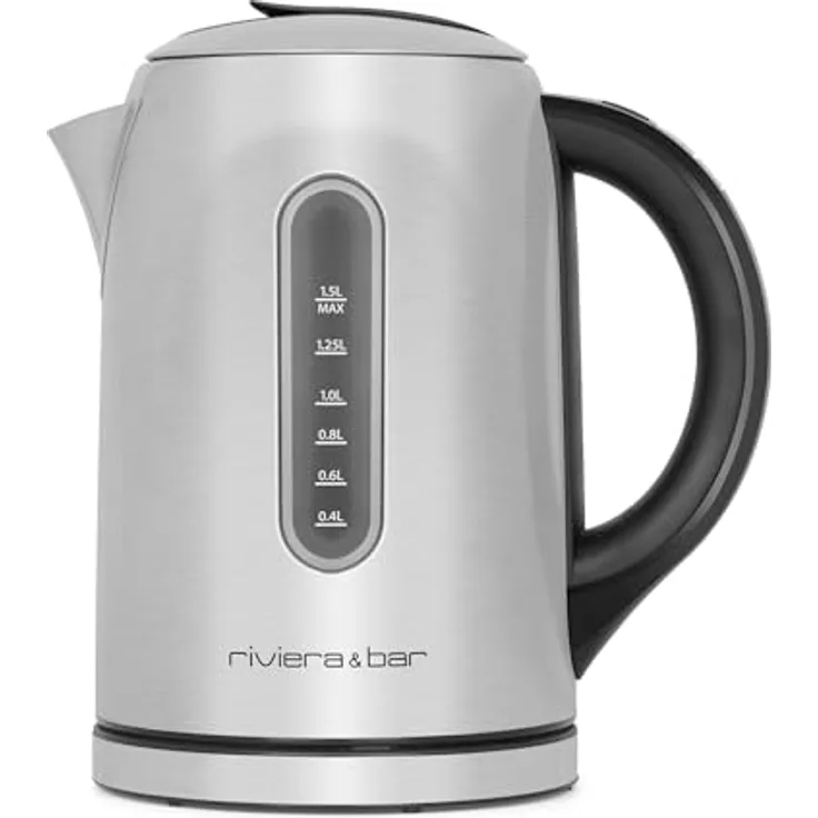 Riviera & Bar BBT460 Louna Wasserkocher, 1,5 l, einstellbare Temperatur von 50-100 °C, Edelstahl