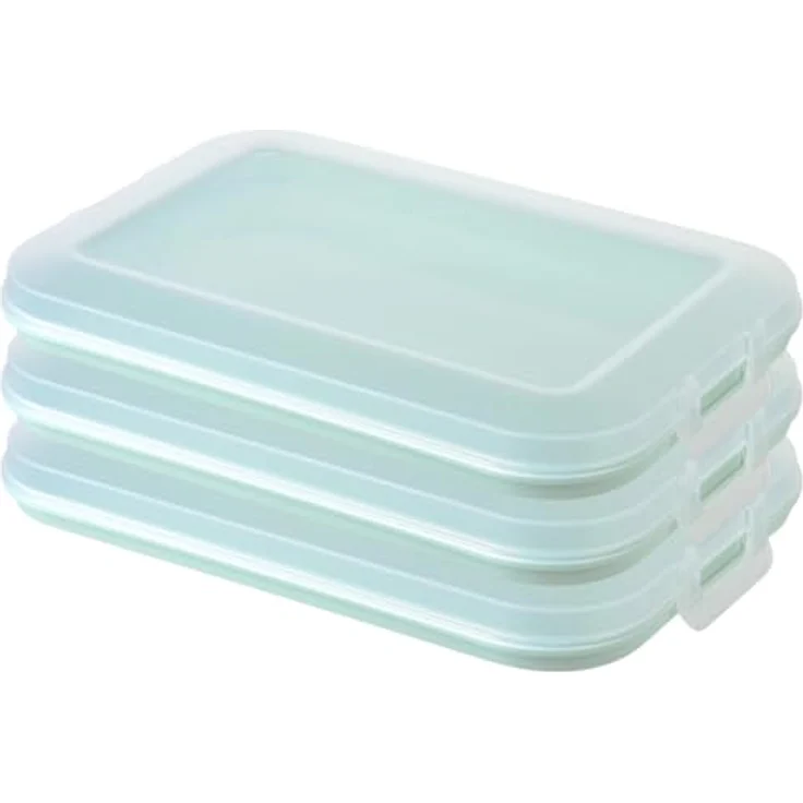 Engelland Frischhaltedose Aufschnittdosen für den Kühlschrank, Aufschnittboxen, PP-Kunststoff, BPA-frei, (Vorteils-Set, 3-tlg, mit transparentem Deckel), stapelbar, platzsparend, Ordnung im Kühlschrank, Organizer, Stapelbox – Bild 1