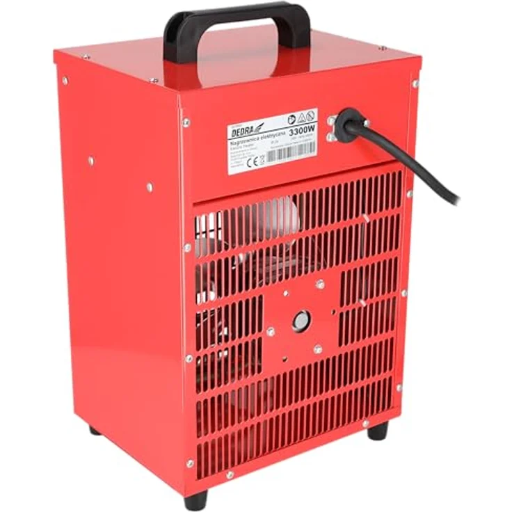 Dedra Elektro-Lufterhitzer DED9921, 3,3 kW Heizgerät mit Thermostat, drei Betriebsarten, einstellbare Temperaturregelung, Metallgehäuse für Räume bis ~35 m² – Bild 3